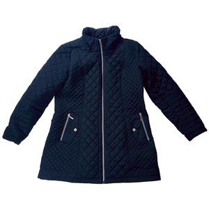 Gallery Black Hooded Quilted Jacket Size Large